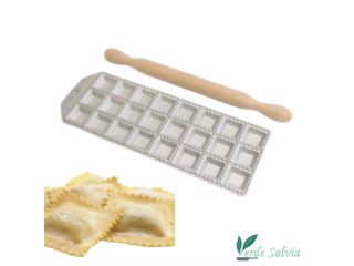 Stampo per ravioli quadrati 24 posti con rullo legno